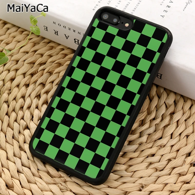 Зеленый и черный клетчатый чехол MaiYaCa в клетку для телефона iPhone 6S 7 8 plus 11 12 Pro X XR XS Max