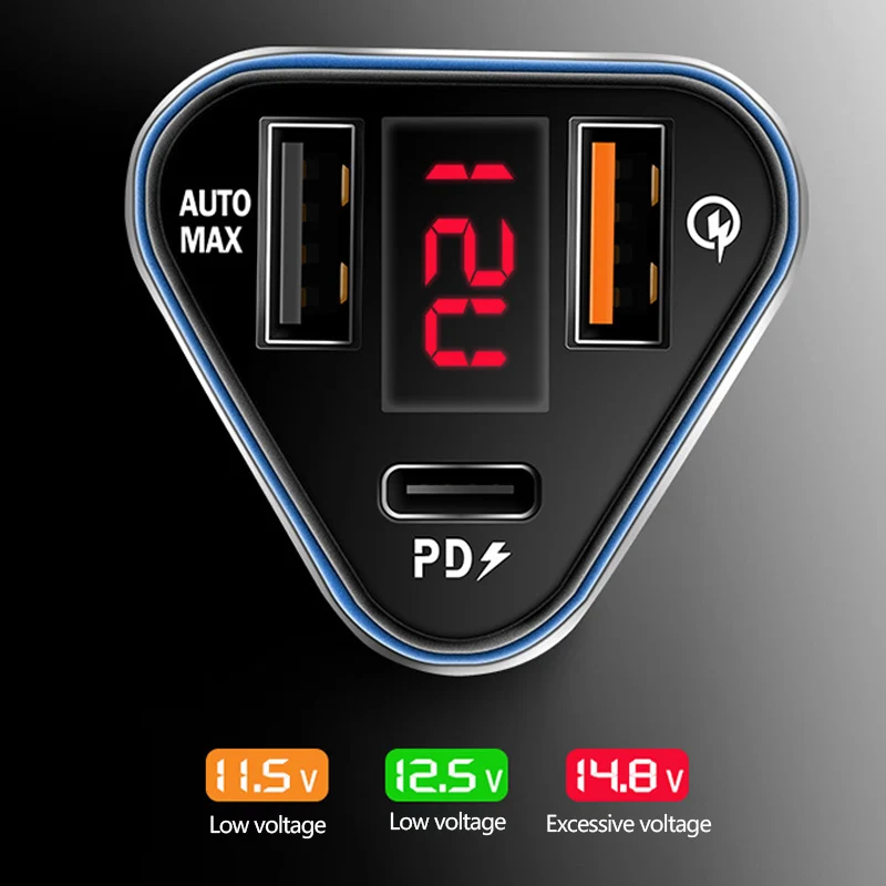 Двойной USB адаптер для автомобильного прикуривателя 12V type-C Автомобильная розетка Быстрая зарядка сплиттер костюм для смартфонов/планшетов/КПК/MP3/MP4/psp