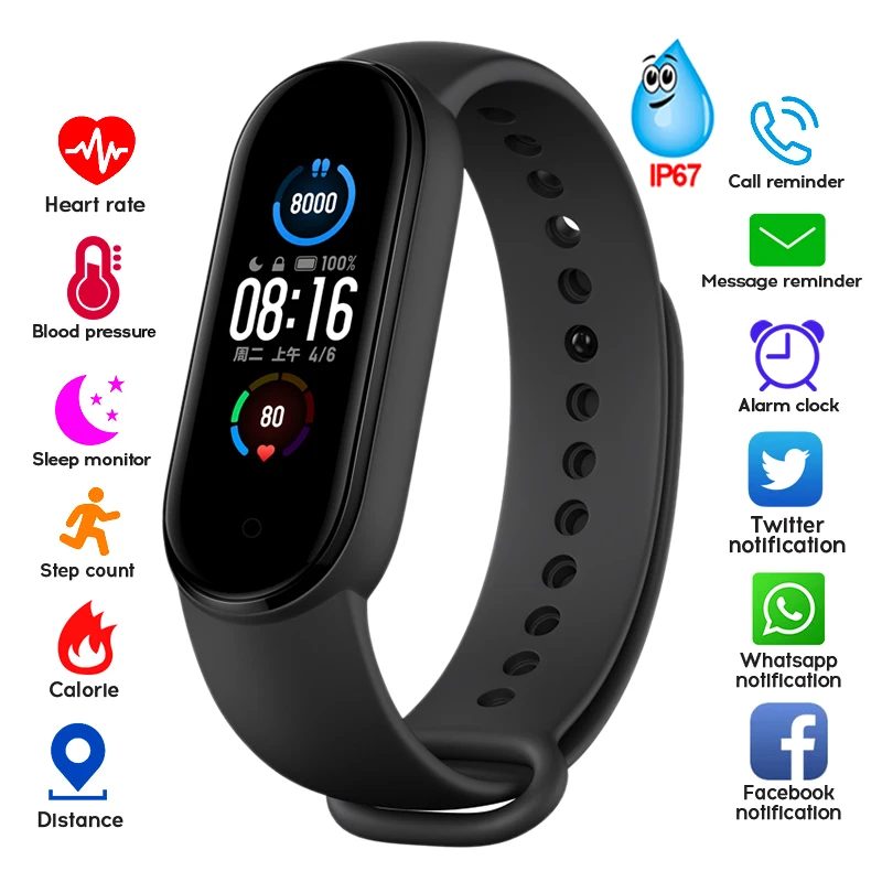 

Smart Watch Touch Fitness Tracker Sport Smartband Heart Rate Blood Pressure Waterproof Smart Bracelet Monitor Health Wristband