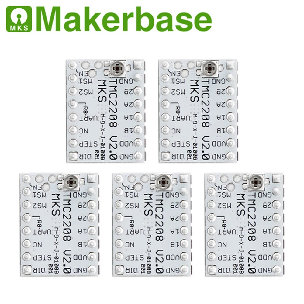 5 peças da impressora 3d stepstick do motorista do motor deslizante de makerbase mks tmc2208 v2.0 para elf cy300 impressora 3d tmc2208