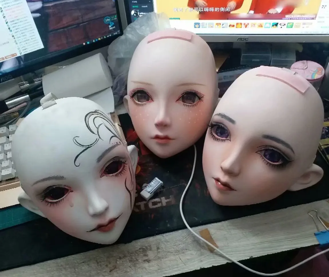 type 8 NEW-22) BJD Кигуруми для транссексуалов, Красота макияж Косплэй силиконовая маска Аниме Kigurumi маски резиновые секс куклы - Цвет: type 8