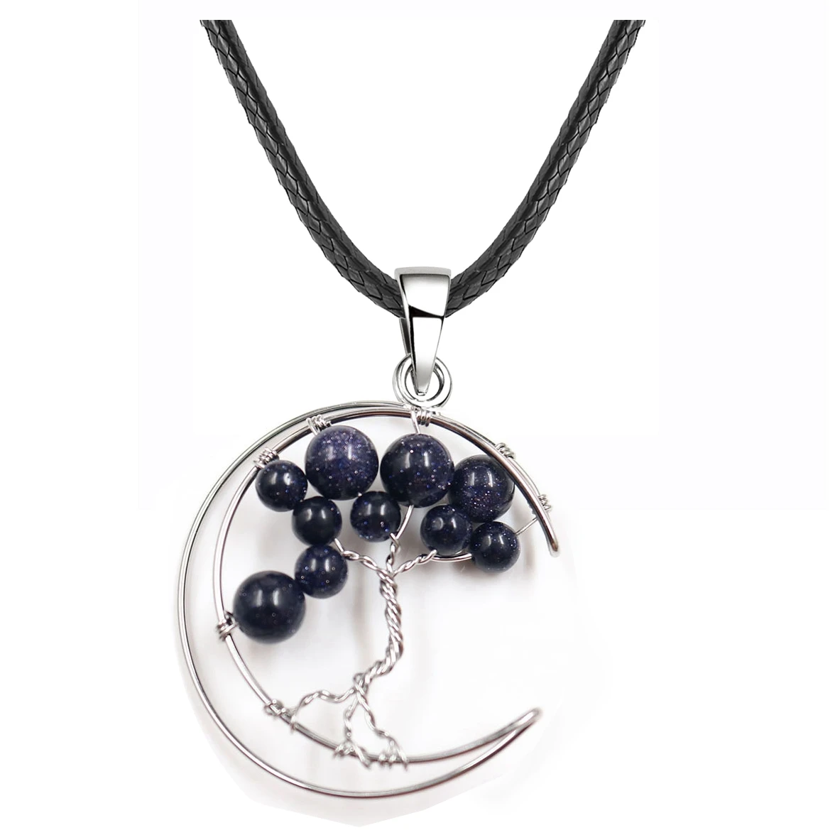 ASHMITA 9 цветов Древо жизни полумесяц ожерелье бронзовая медная проволока обертка