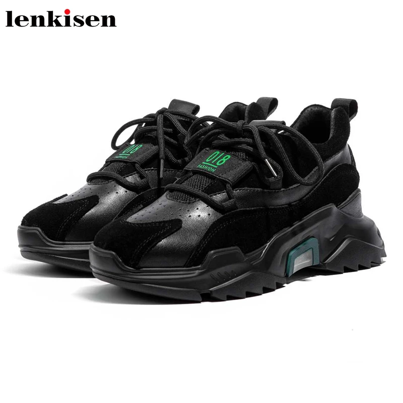 Lenkisen/Лидер продаж; винтажные Модные Разноцветные туфли из коровьей кожи с круглым носком на высоком толстом каблуке; удобная обувь на шнуровке; L69