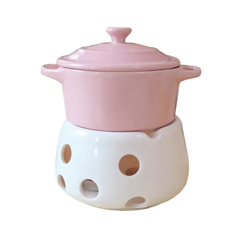 

220ml Mini Chocolate Fondue Melting Pot With Candle Stove Cream Butter Cheese Candy Heating Melter Ceramics Hotpot Kitchen Tools