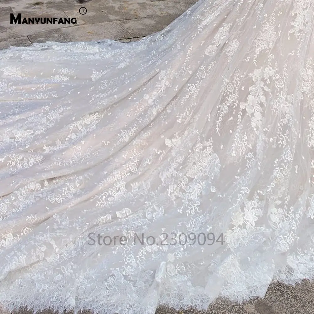 MANYUNFANG свадебное платье с длинным рукавом внизу кружева vestidos de boda кружева suknie slubne Бохо роскошное свадебное платье с рукавами