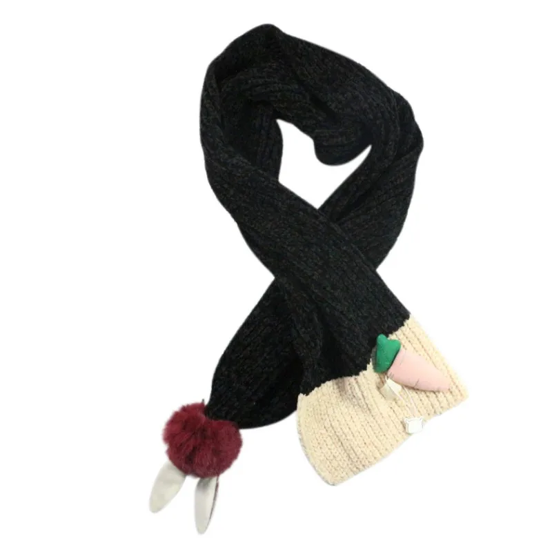 Аксессуары для малышей, зимний детский шарф для девочек, детский шарф, хлопковые утепленные шарфы, шарфы для маленьких девочек A1 - Цвет: Черный