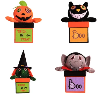 

Halloween Candy Jar Square Sweets Can Cartoon Pumpkin Gift Box Container Home Holiday Decorations