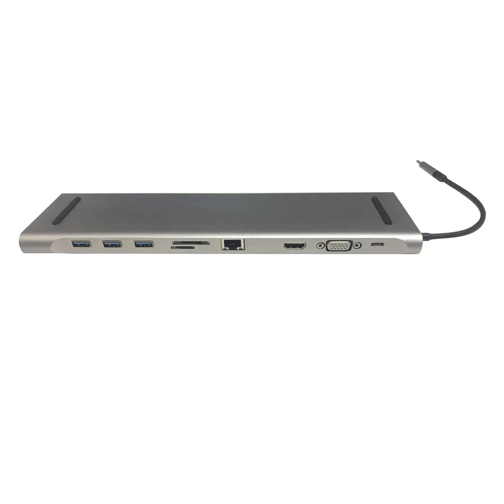 10 в 1 Тип C концентратор к HDMI USB 3,0 RJ45 адаптер док-станция для ноутбука мобильного телефона VGA 3,5 мм SD/мини-карта флэш памяти TF DP Интерфейс зарядка PD