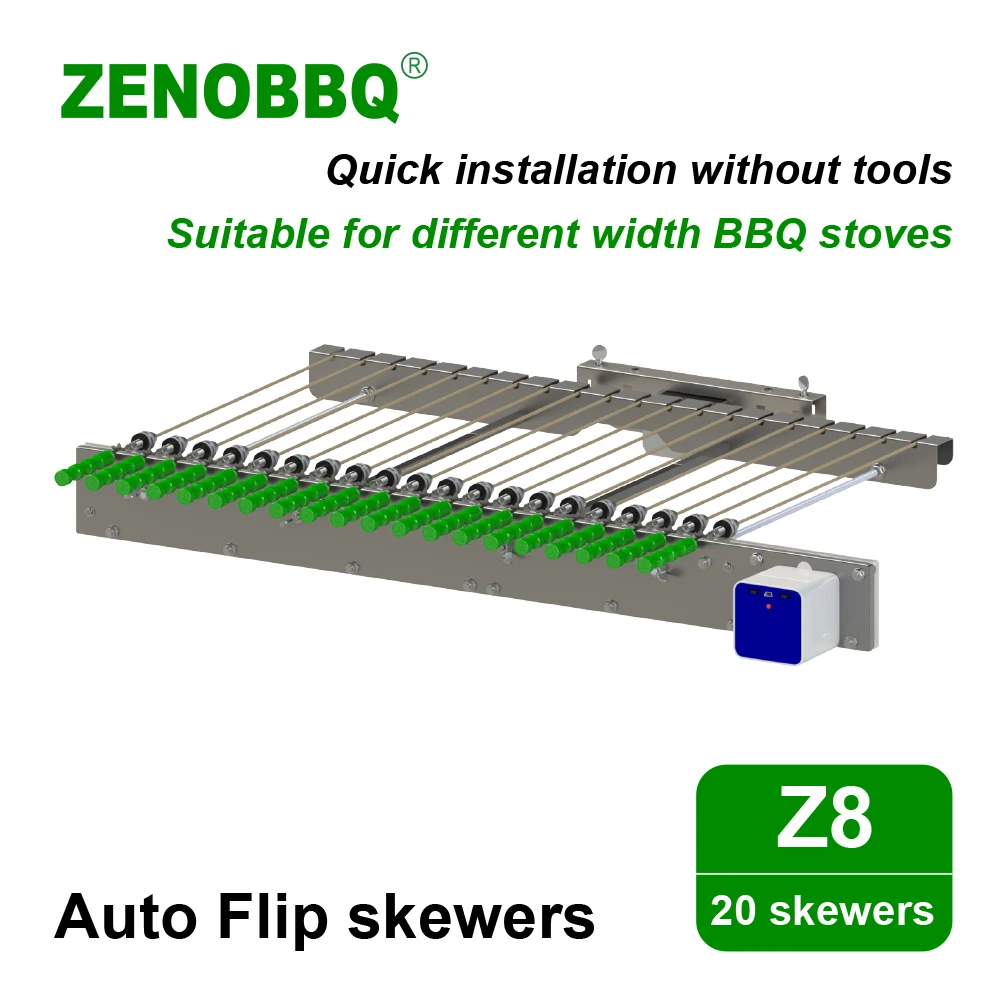 

ZENOBBQ Rotisserie Kit Universal Replacement Auto Flip Jumbo Skewer Kebab Grill Automatic Kebabish Roast Free Width Adjustment