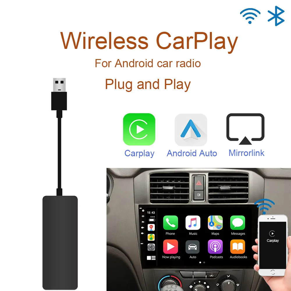 

Wireless Apple CarPlay Dongle for Android Navigation Player Mini USB Carplay Stick with Android Auto
