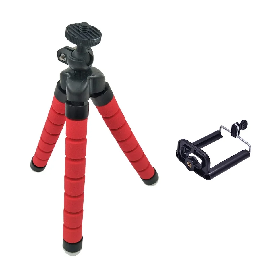 Мини Гибкий штатив-Трипод Octopus Sponge Gorillapod штатив для телефона 8 Plus видеокамера штативы для камеры Go Pro6 5 s - Цвет: Red add clip