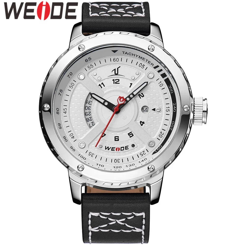 Часы WEIDE мужские повседневные из натуральной кожи кварцевые спортивные