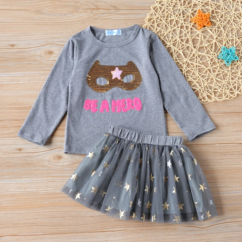 Sodawn/комплект зимней одежды для девочек; осень г.; корейский свитер с длинными рукавами для маленьких девочек; детская одежда с отворотами; комплекты для малышей - Цвет: Gray