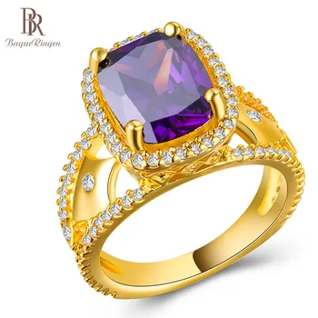 

Bague Ringen Silver 925 Jewelry Gold Color Ring for Women with Ziron 4 Colors Choice Ziron Engagement Anniversary GIFT Wholesale