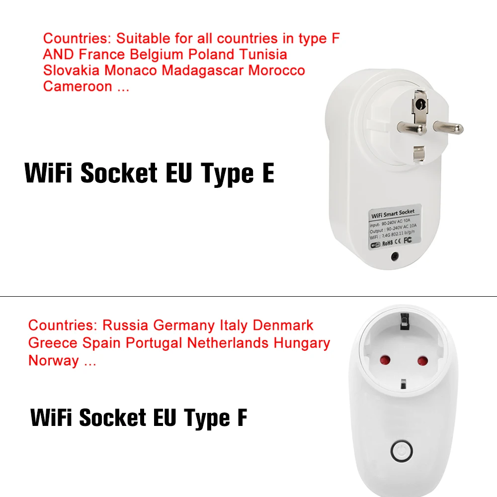 Мини 10A умная WiFi розетка ЕС Беспроводная вилка розетки умный дом таймер