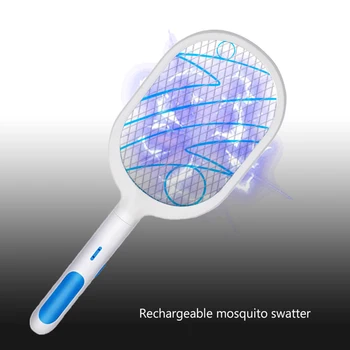 

Mosquito Swatter Killer Led Light Tennis Bat Hand-Held Racket Rechargeable Electric Fly Insect Racket Zapper Killer Home