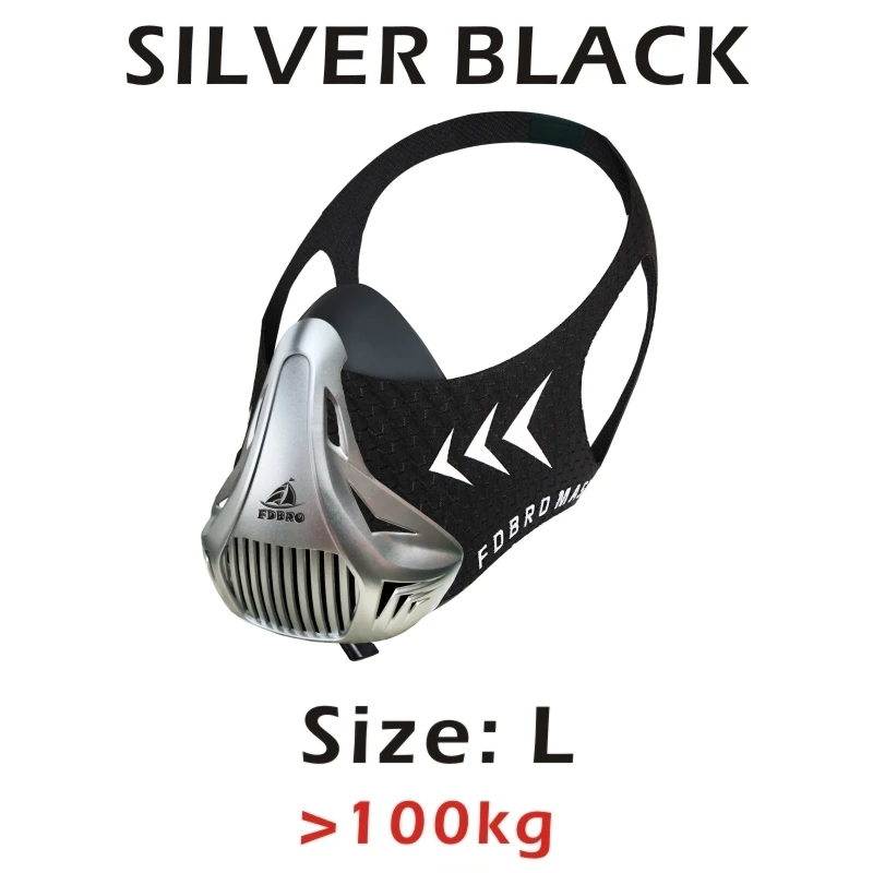 Silver Black L FDBRO Спортивная маска, тренировочная Спортивная маска 3,0 маска для бега для фитнеса, тренажерного зала, тренировки, сопротивление поднятию, кардио, выносливость, дыхание - Цвет: Silver Black L