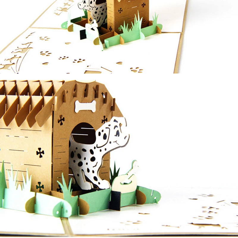  3D Pop Up Pet House Greeting Card Christmas Valentine Birthday Invitation D08D - 4000357768798