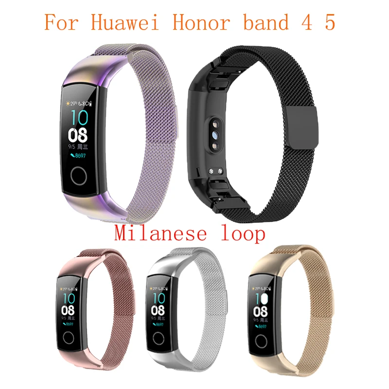 Mixed Миланский Браслет на петле для huawei Honor band 4 5, браслет с магнитной пряжкой для Honor Band 4 5, ремешки на запястье, сменный ремешок для часов - Цвет ремешка: Mixed