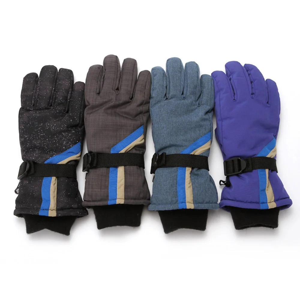 Children Winter Ski Gloves waterproof snowproof warm Boys/Girls Kids Adjustable Strap Gloves for Skating Cycling Mittens