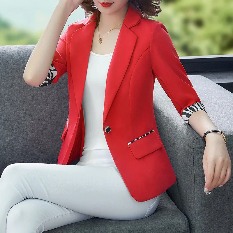 

Casual Small Suit Coat Women's Spring And Autumn WOMEN'S Dress 2019 New Style Waist Hugging Slim Fit Slimming Three-quarter-leng
