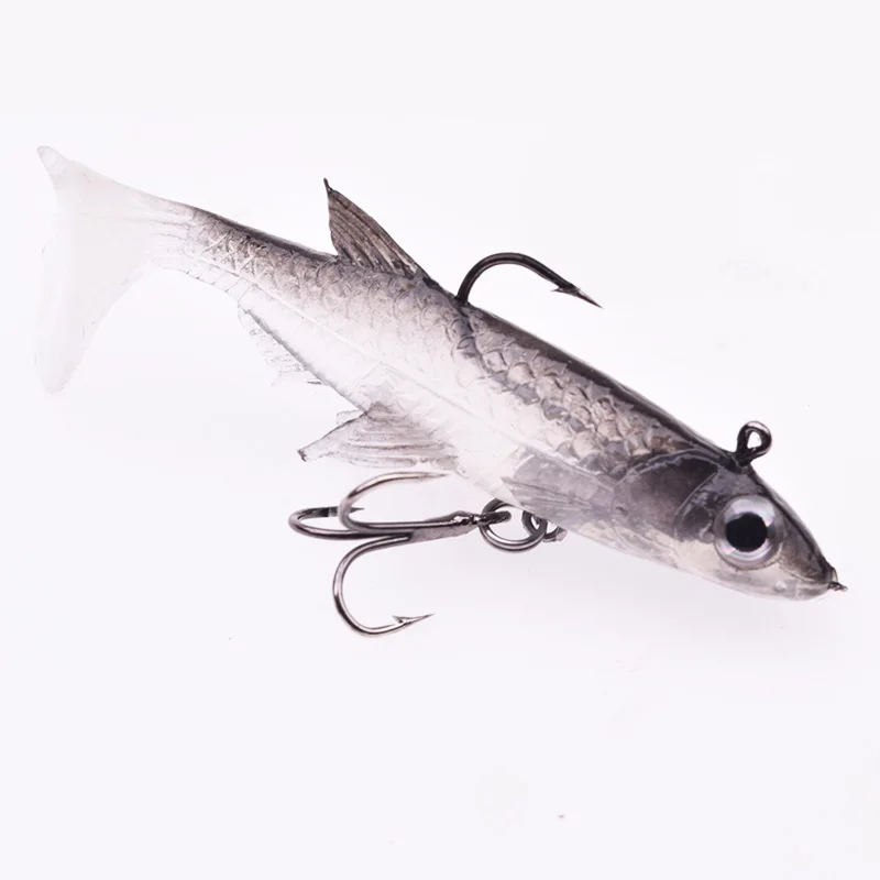 1PCS Small T Tail Soft Bait 50mm 3.5g Jig Head Silicone Swimbaits Artificial Bionics Fishing Lure Wobblers for Shad Bass Pike