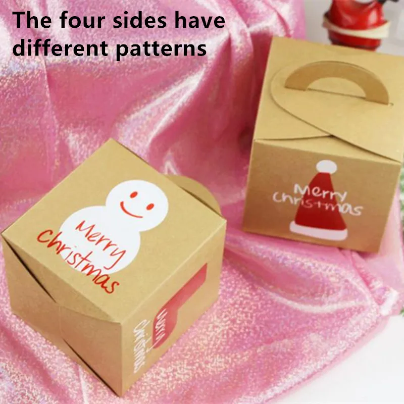 2 шт Рождественская упаковка крафт конфеты драги бумажный мешок подарки на год Noel Рождественская елка шоколадная оберточная бумага для кексов