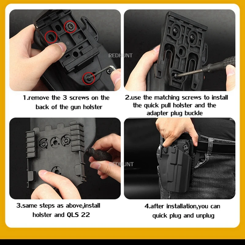 Accessori per fondina per coscia da caccia adattatore per fondina tattica Kit sistema di bloccaggio rapido QLS 22 22 19 accessori per pistola polimerica - immagine 6