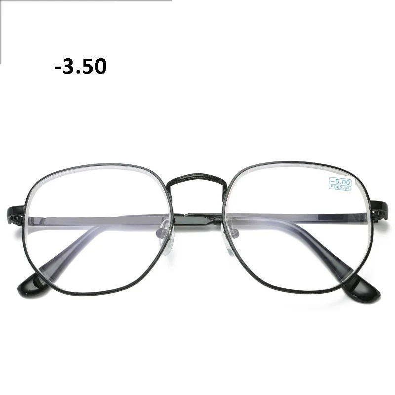 black -3.50 Очки с оптическим покрытием из полигона от близорукости, по рецепту, металлическая оправа, очки, близорукие модные очки для женщин и мужчин, новые очки - Цвет оправы: black -3.50