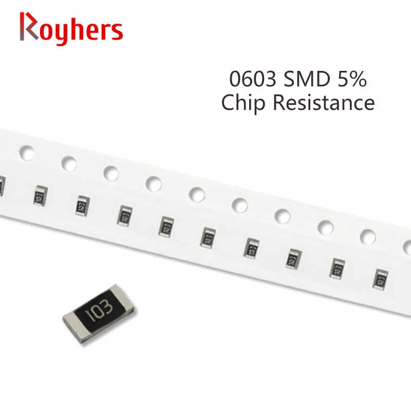 100Pcs 0603 SMD Resistor Kit 5 Tolerance 0R 22M 43R 47R 51R 56R 62R 68R 75R 82R 10 Ohm Full