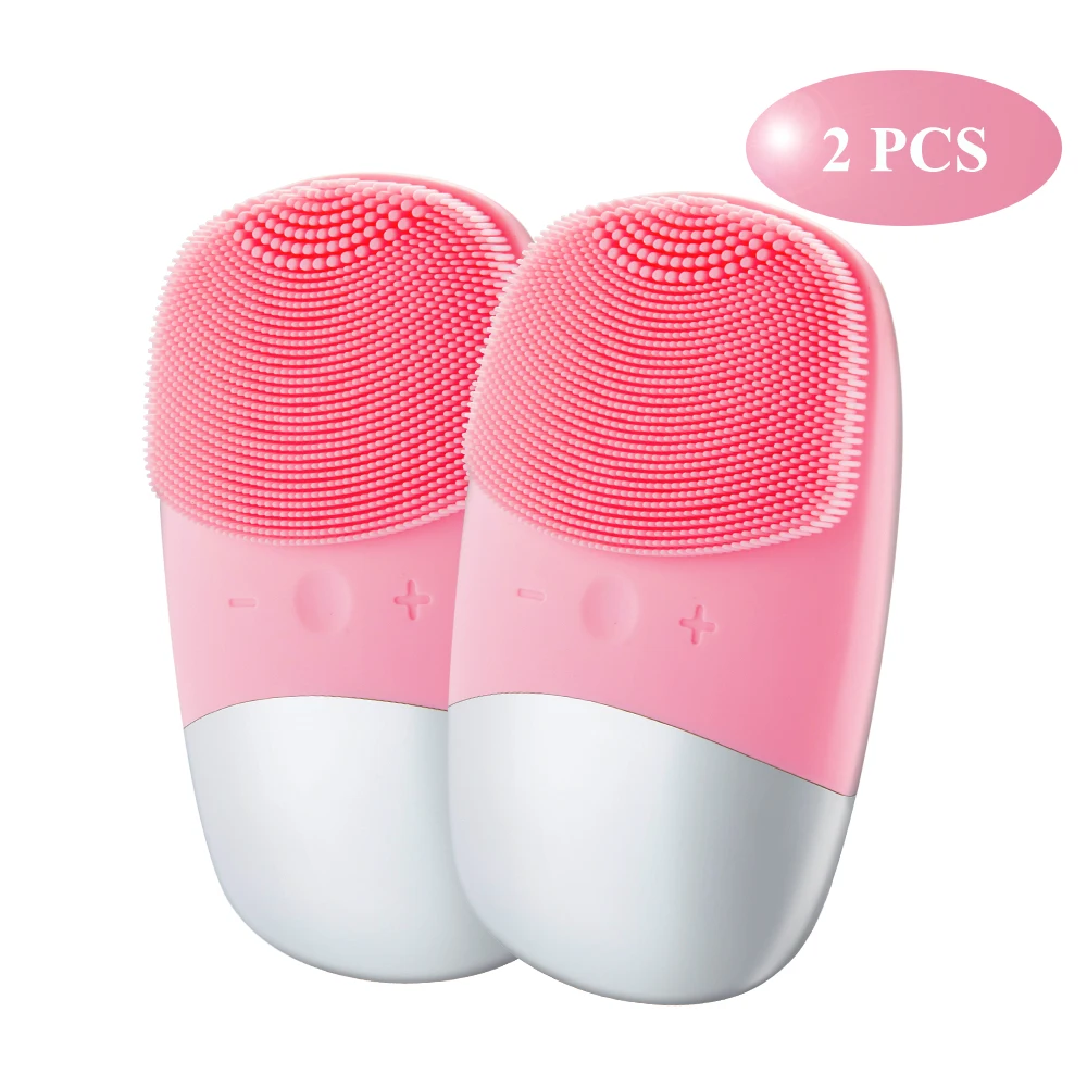 

2PCS Electric Sonic Facial Cleansing Brush Vibration Face Cleaner IPX7 Waterproof Soothing Skin MINI 2 Foreoing Facial Machine