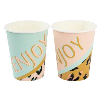 

8pc Disposable paper cups Leopard wild girls Wedding Birthday party tableware
