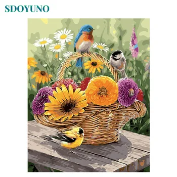 

SDOYUNO oil painting by numbers Flower and Bird Room Decoration pictures by numbers Canvas Painting diy Frameless 60X75cm