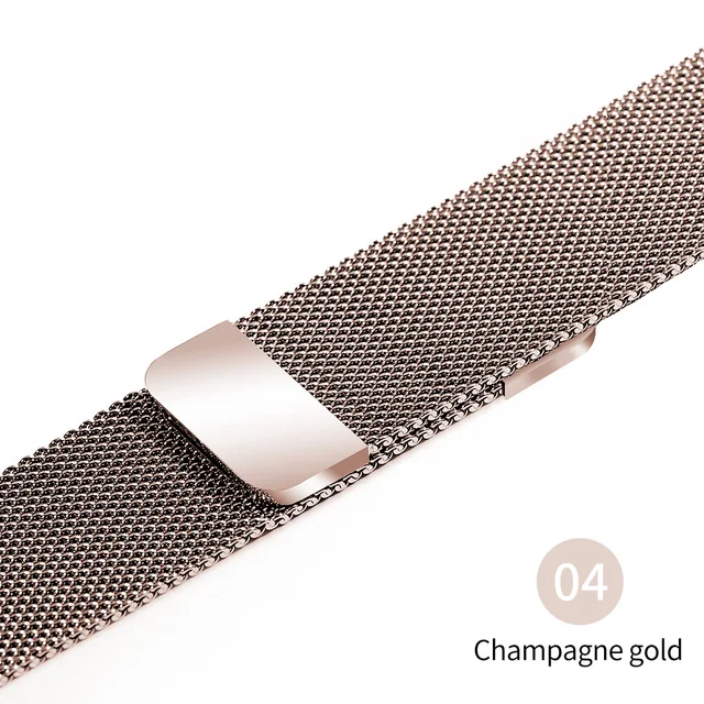 Stainless Steel Milanese Strap For Apple Watch 6 Se Band 44mm 40mm 42mm 38mm Smartwatch iWatch Series 345 Bracelet Magnetic Loop 4 Champagne gold