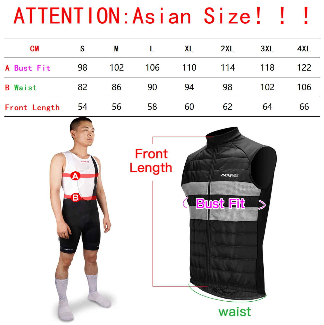 Cycling Vest DAREVIE Cycling Therm Vest Winter-5℃~10℃ Man Women Cycling Vest Jacket Thermal Down Sleeveless