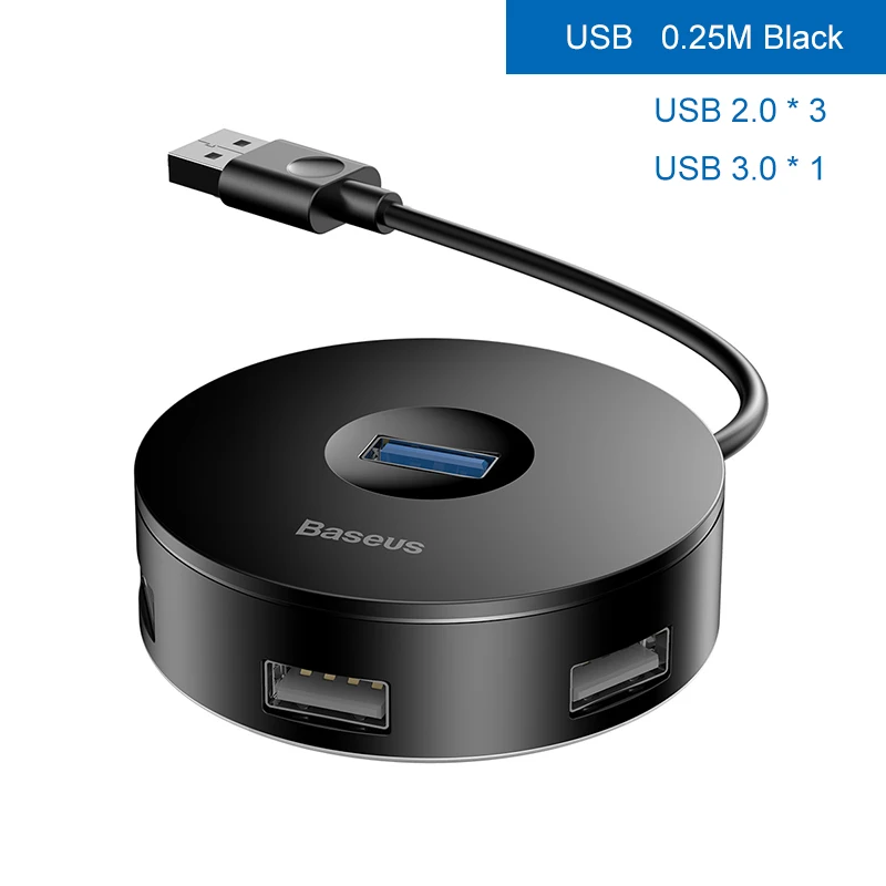 Baseus usb-хаб C концентратор для нескольких USB 3,0 для MacBook Pro huawei mate адаптер док-станция высокоскоростной Тип C концентратор USB 2,0 разветвитель расширитель - Цвет: USB 0.25M Black