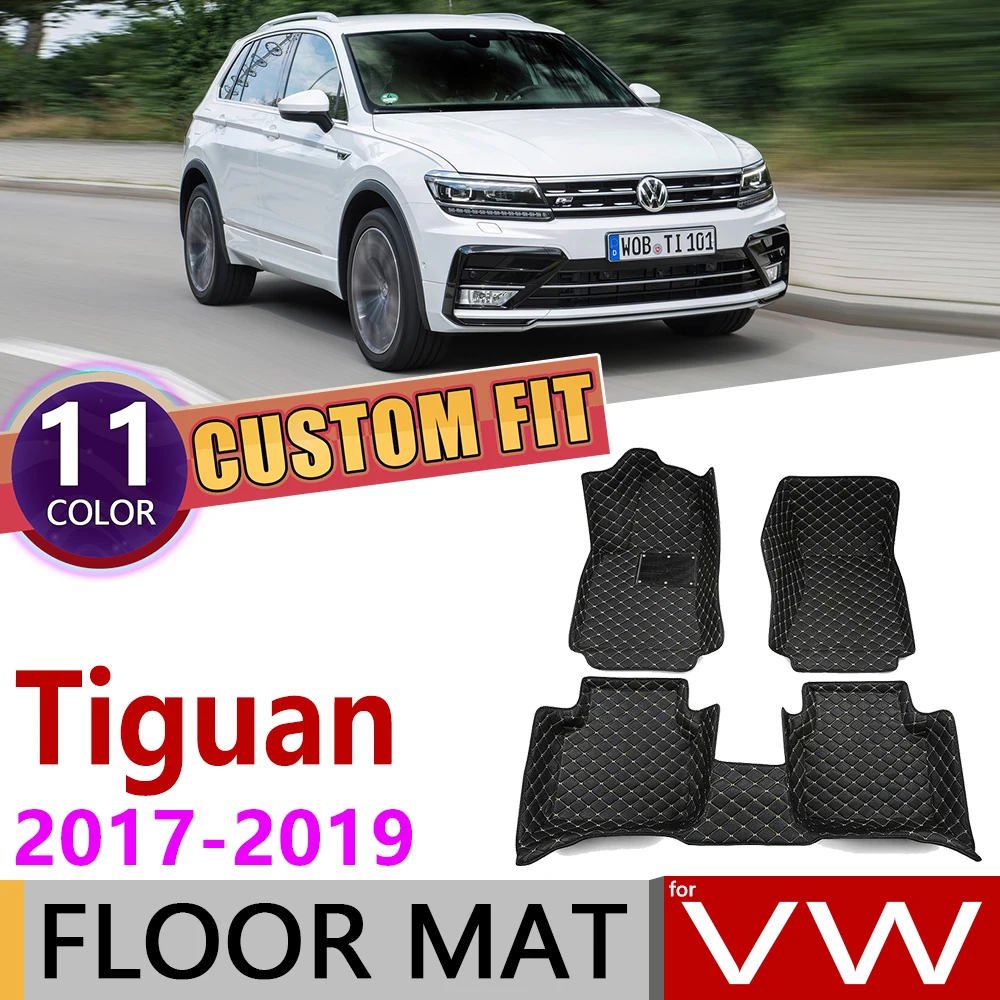 Comprar Alfombrillas de cuero de coche personalizadas para Volkswagen VW tizan 5N 2017 2018 2019 5 asientos Waterprool Auto almohadilla alfombra Accesorios
