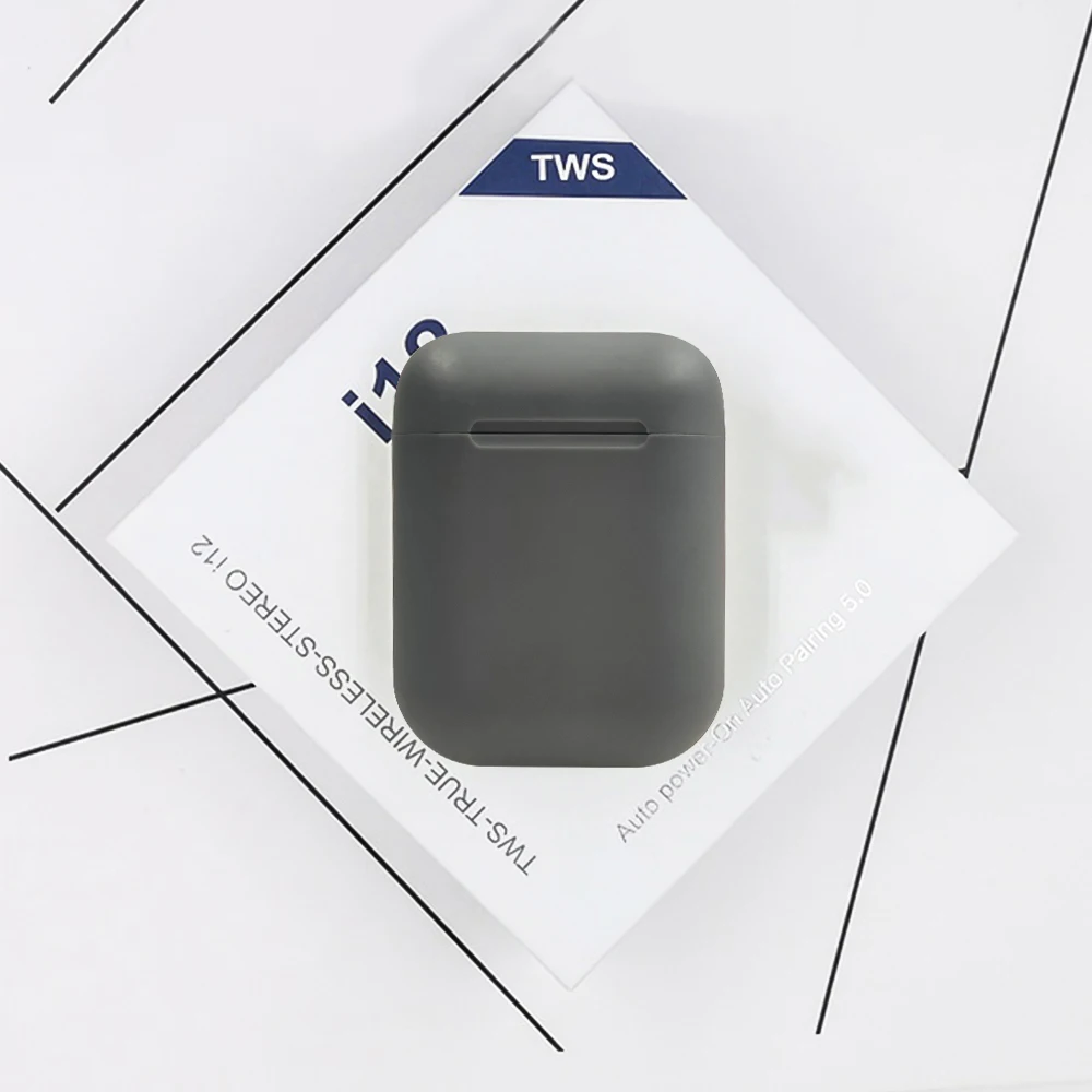 Оригинальные матовые наушники i12 tws, беспроводные наушники Bluetooth 5,0, сенсорная спортивная Гарнитура, стерео бизнес наушники для всех смартфонов - Цвет: i12 E Gray
