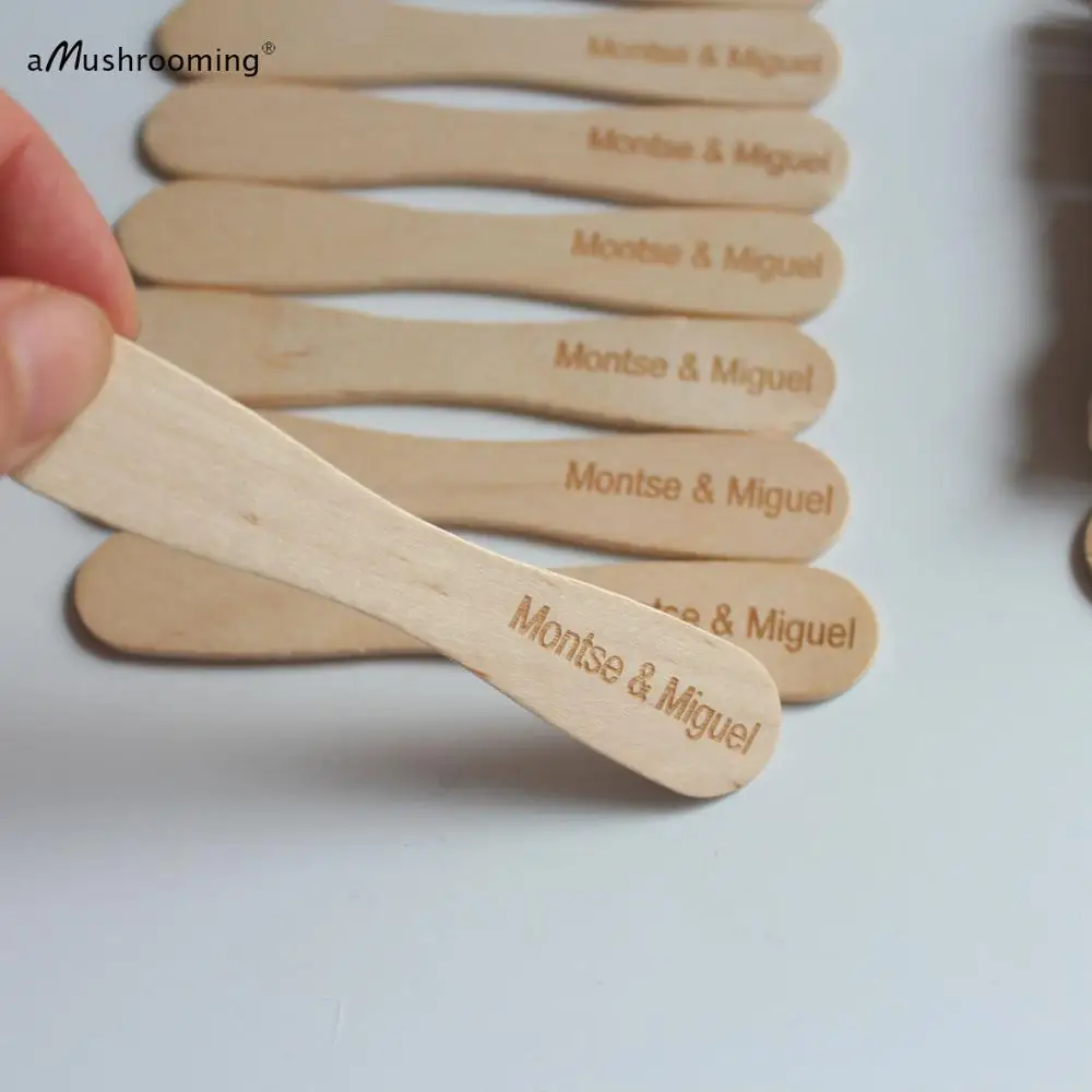 Ice Cream Scoop Plain Personalized Flat Ice Cream Scoops Birchwood Dessert Spoons Personalized Popsicle Sticks 50/100