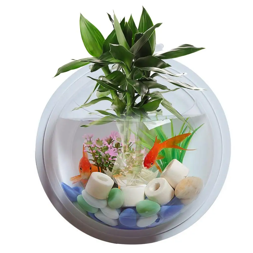Миска для рыбы акриловый настенный подвесной для рыб аквариум ваза растение декоративный цветочный горшок прозрачная Пылезащитная крышка шарика Рыбная чаша
