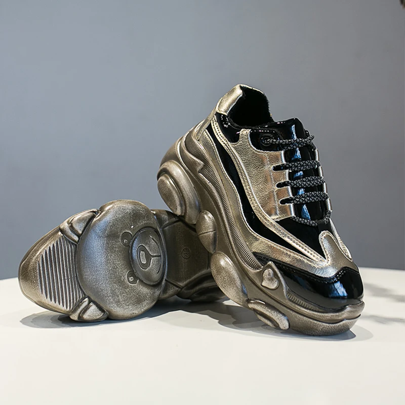 

2019 New Women Winter Sneakers Fashion Gold Silver Sneakers Platform Warm Suede Fur Sneakers Women Shoes Dad Chunky Sneakers