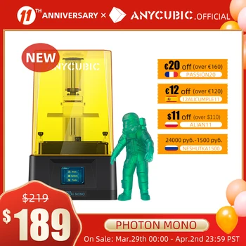ANYCUBIC Photon Mono 3D Printer UV Resin Printers with 6 inch 2K Monochrome LCD Screen & Fast Printing Speed 130x80x165 mm 1