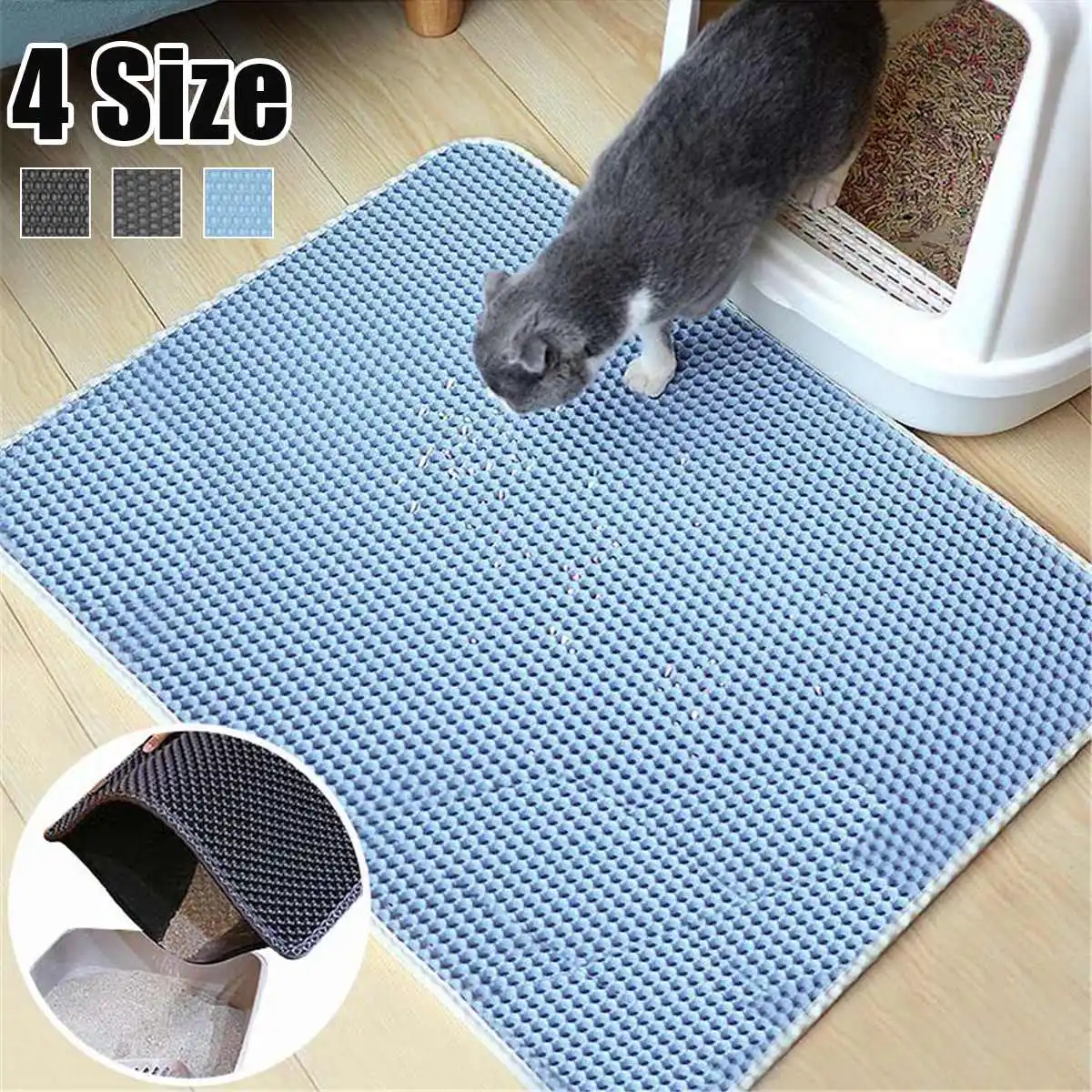 

Pet Cat Mat Litter Layer Mat Foldable Bottom Non-slip Trapper Waterproof EVA Double-Layer Cats Pet Catcher Mat Trapping Clean