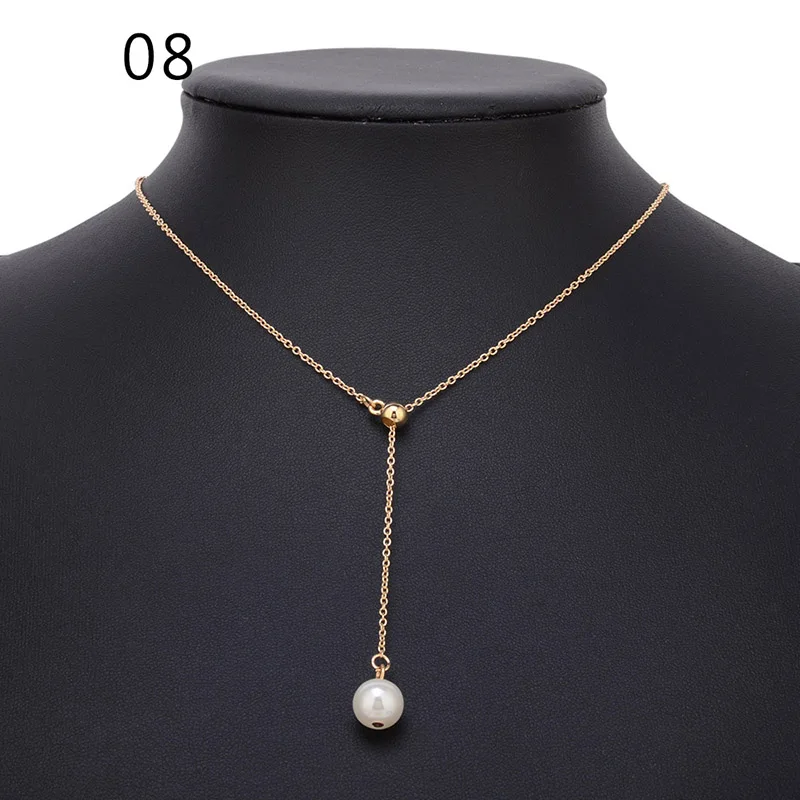 Классическое многослойное ожерелье с кулоном, модные стразы, имитация жемчуга, бусины, геометрическое массивное ожерелье, женское колье, ювелирные изделия - Окраска металла: XL015408