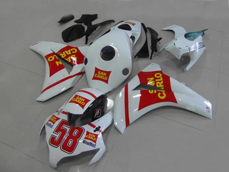 Комплект обтекателей под давлением для CBR1000RR 08 09 10 11 CBR 1000RR 2008 2009 2011 ABS белый