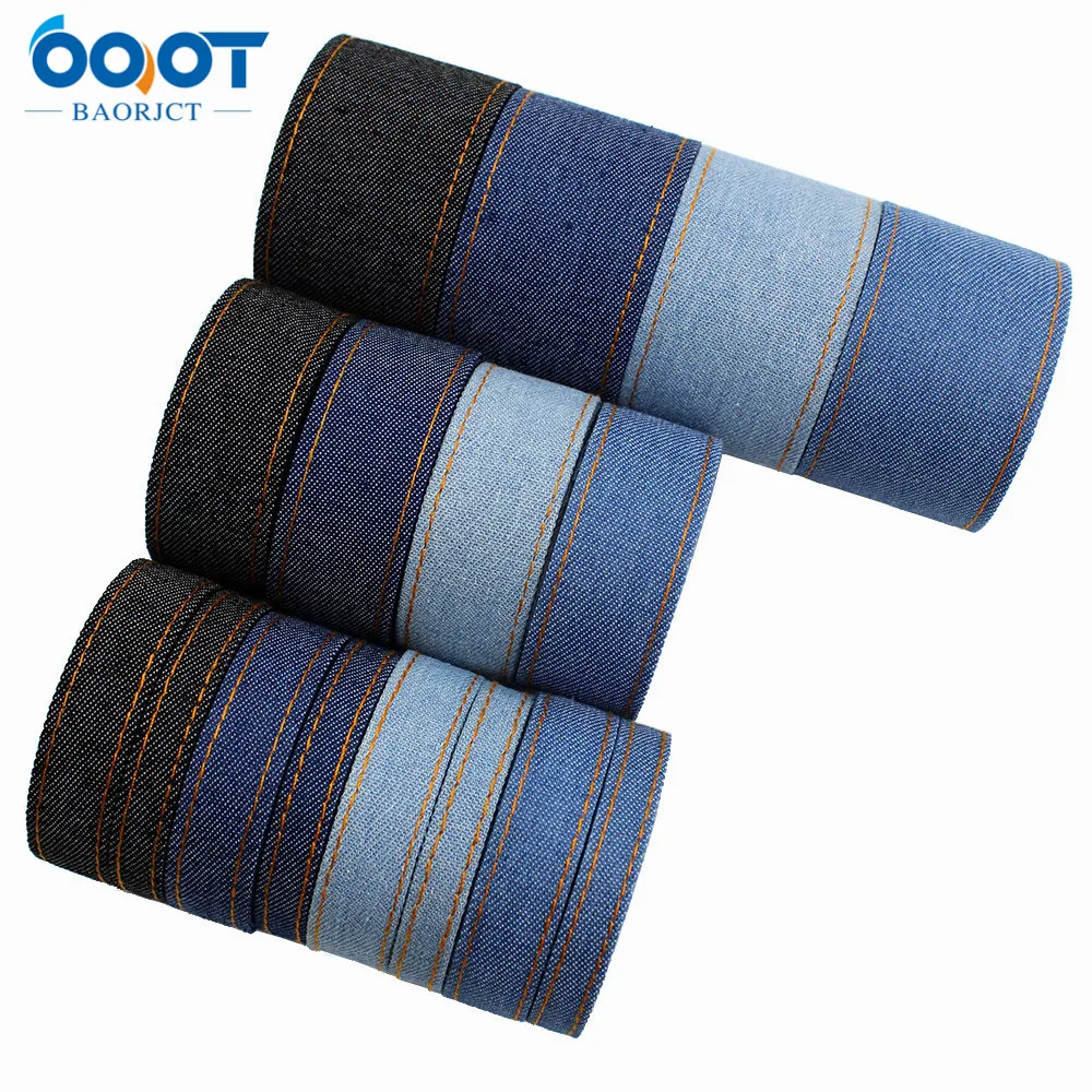 Stitch Denim Ribbon Fabric Craft Supplies 5Yards 3/8'' 1'' 1-1/2" For DIY Crafts Hairclip