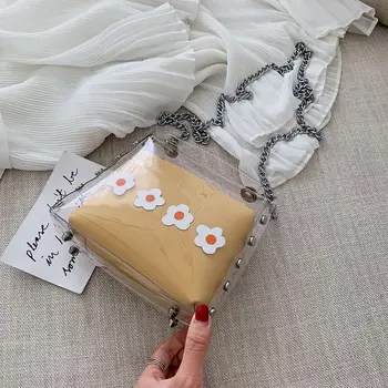 

New women's bag small square bag transparent jelly small bag fashion wild chain female bag shoulder diagonal bag female bag