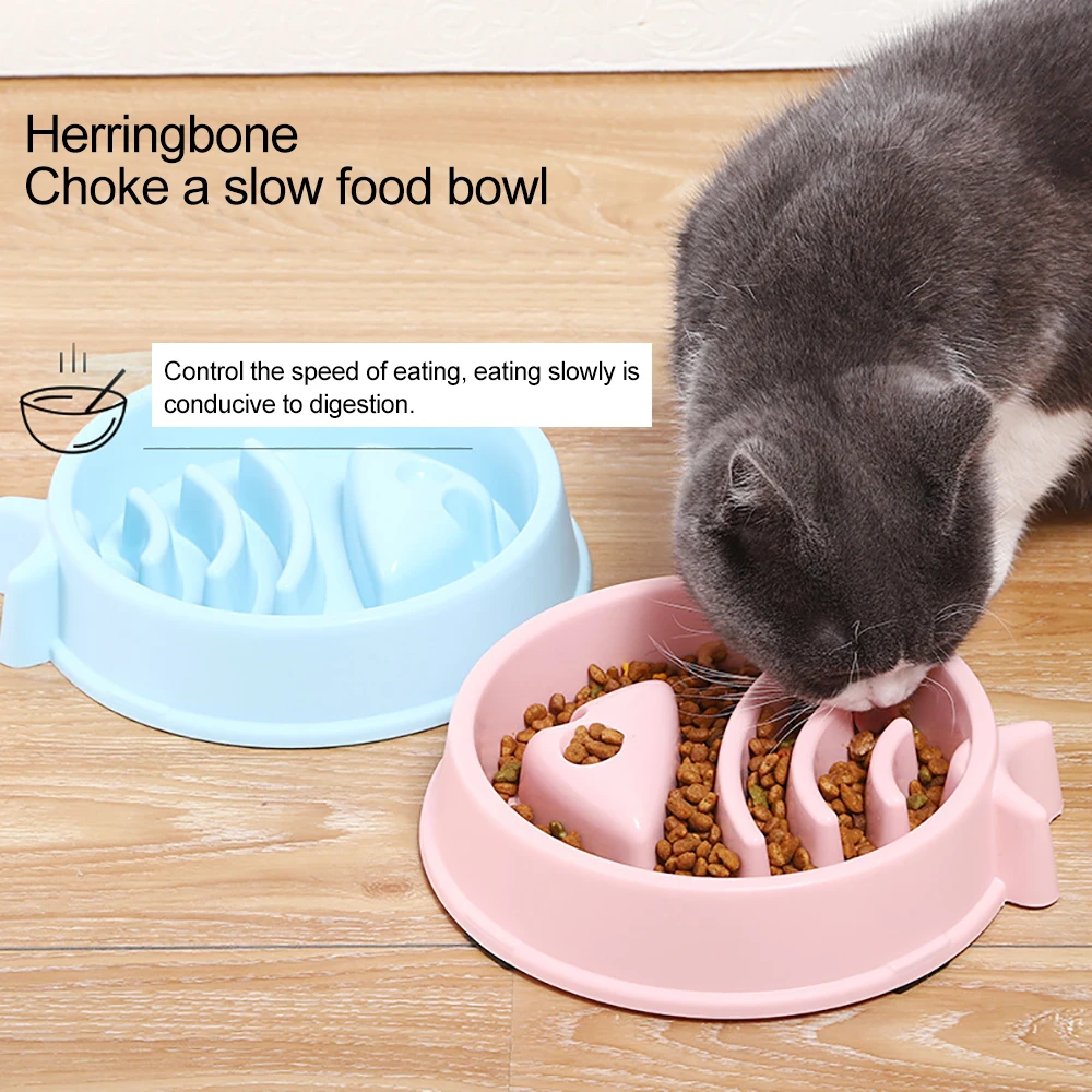 

Fish Bone Design Pet Dog Cat Food Slow Feeder Puppy Anti-choking Proof Bowl Stop Maze Bowl Healthy Eating Feeding Bloat Supplies
