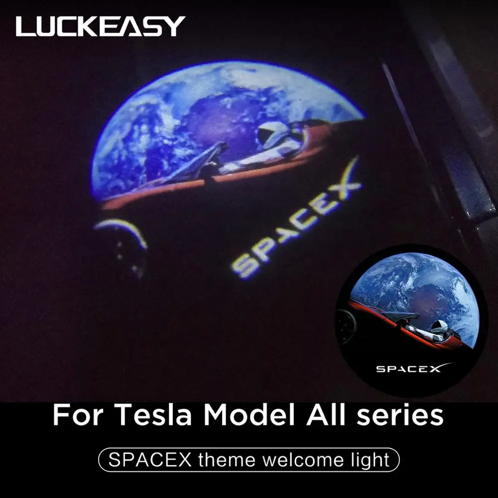 

LUCKEASY SPACEX theme modified welcome light for Tesla Model3 ModelX ModelS ModelY car door LED light F9 FALCON9 Musk Roadster