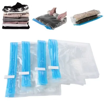 

Manually Vacuum Compressed Bag Roll Up Seal Bags Travel Space Saver Storage Bags Clothes Organizer Reusable Packing Sacks